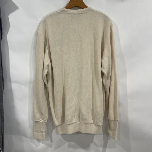 VTG 90s IZOD Knit Cardigan Sweater Men XL Cream Acrylic Crest Logo Made in USA - Picture 2 of 8